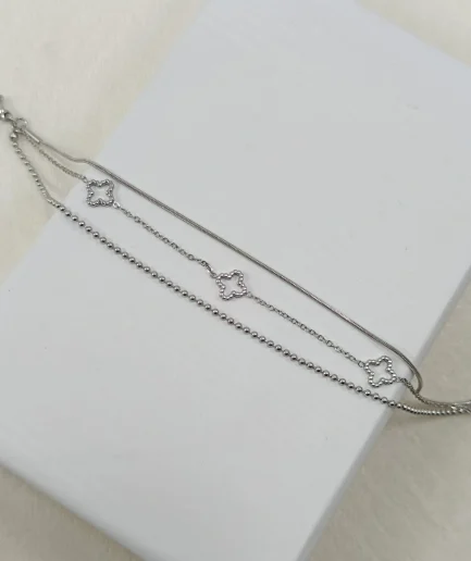 Elegant Triple Chain Bracelet, Van Cleef Inspired