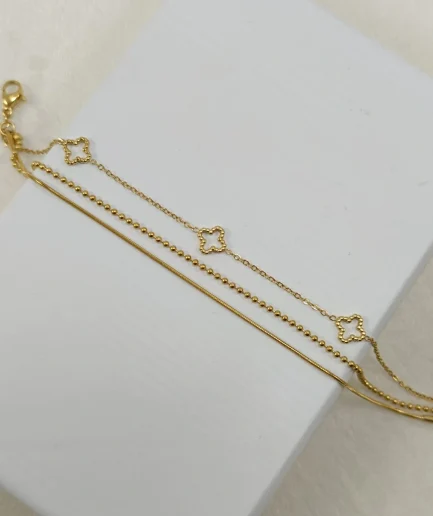Elegant Triple Chain Bracelet, Van Cleef Inspired