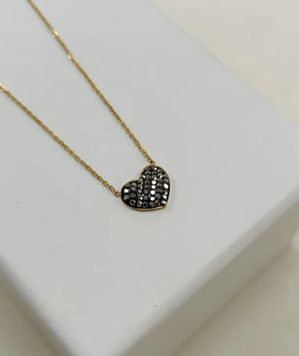 Sparkling Black Heart Pendant