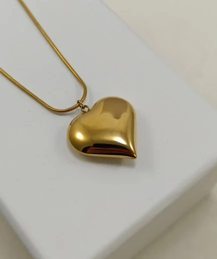 Puffed Heart Pendant Necklace