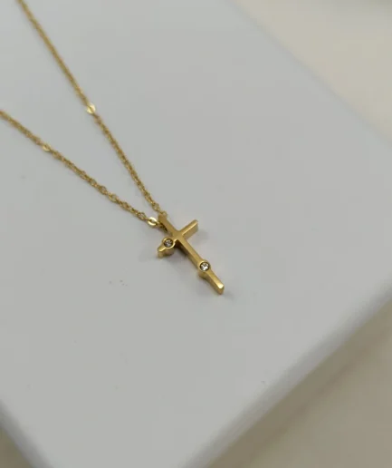 Two-Stone Cross Necklace