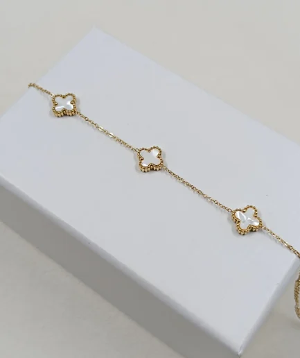 Lucky Clover Bracelet gold white