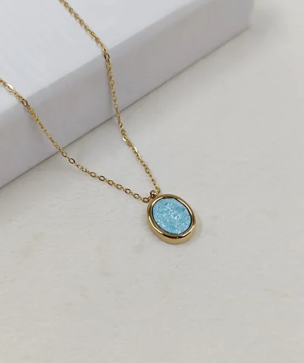 Glittering Oval Stone, blå sten