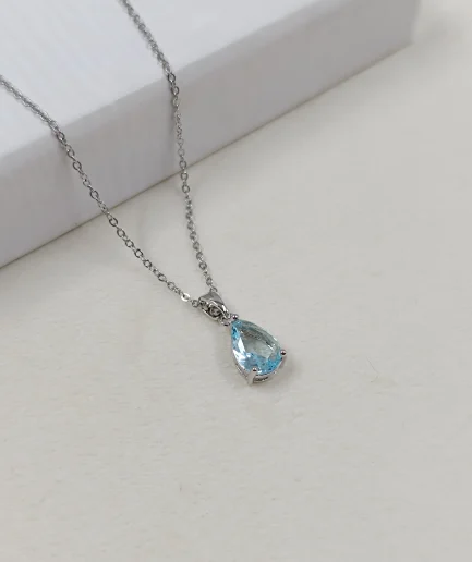 Teardrop Crystal Necklace, turkis sten