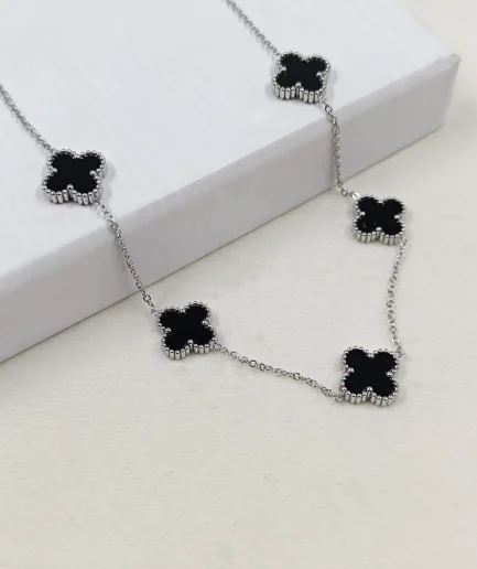 Lucky Clover Necklace silver black