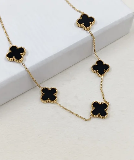 Lucky Clover Necklace gold black