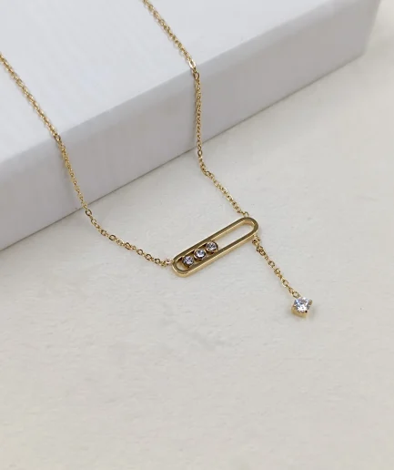 Fixed Cubic Zirconia Bar Pendant