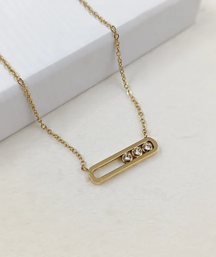 Sliding Cubic Zirconia Bar Pendant