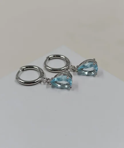Teardrop Crystal Hoop Earrings, blue