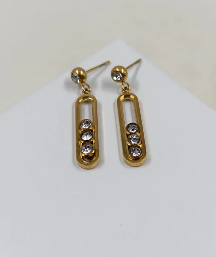 Sliding Cubic Zirconia Bar Earrings