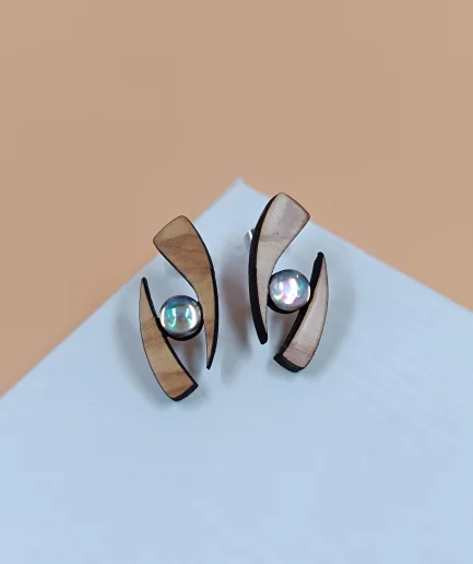 Curved Glow Olivewood Studs