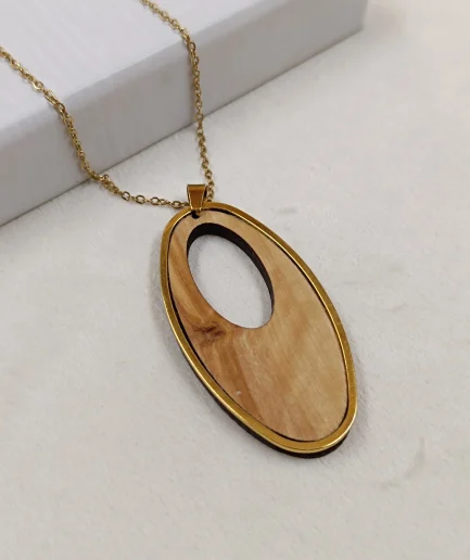 Open Oval Olivewood Necklace